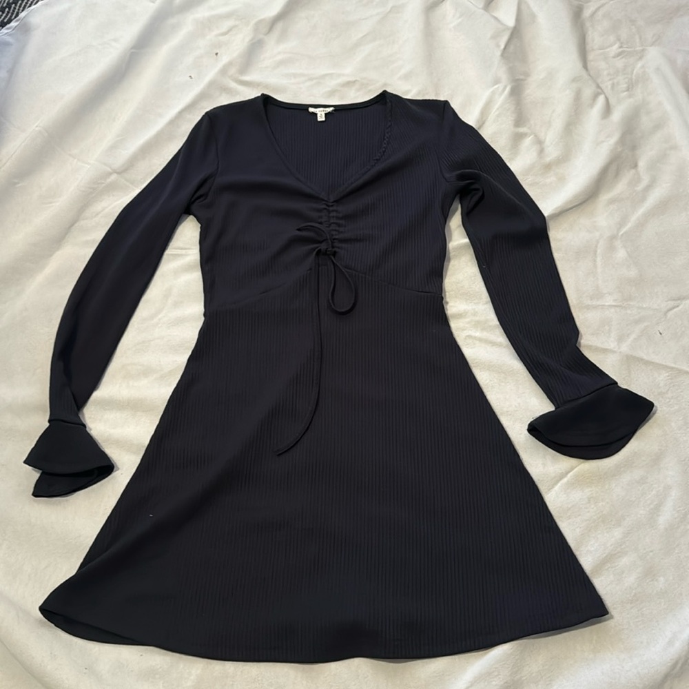 Navy Ribbed flare dress Size S